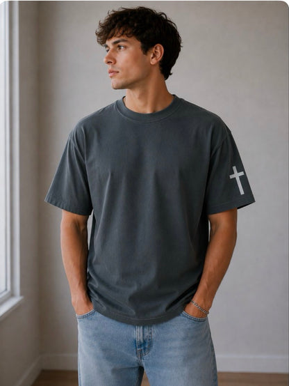 C'mon Man Tee - White on Gray