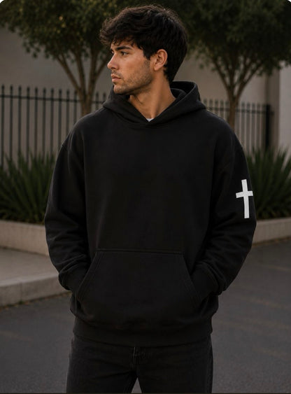 Names of Jesus Hoodie - Distressed White on Black
