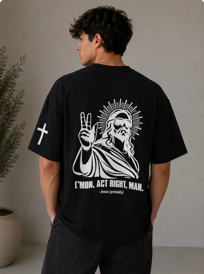 C'mon Man Tee - White on Black