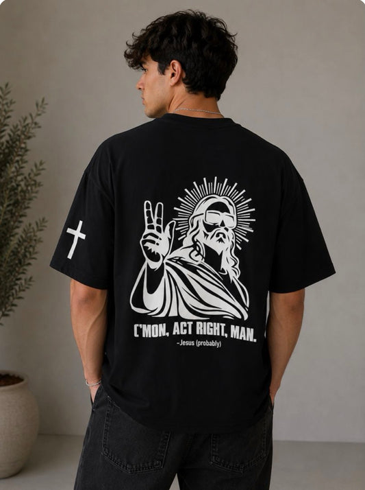 C'mon Man Tee - White on Black