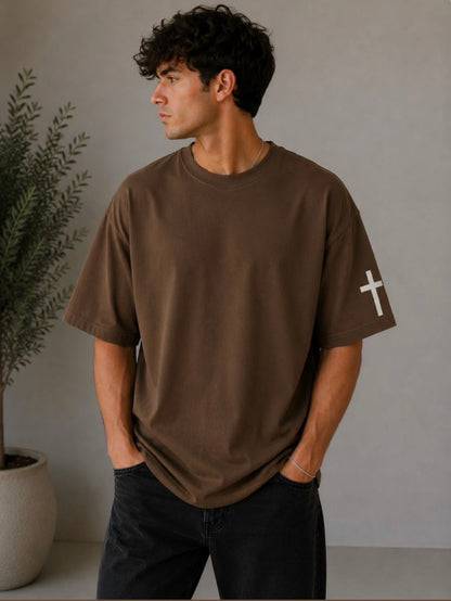 Names of Jesus Tee - Distressed White on Brown